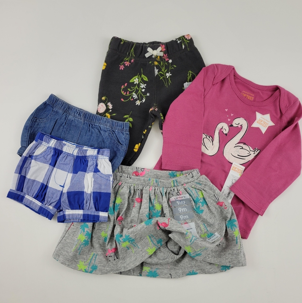 Kids Clothing Bundle Of 5 Pants Skirt Two Short Bodysuit Newborn 3M-9M